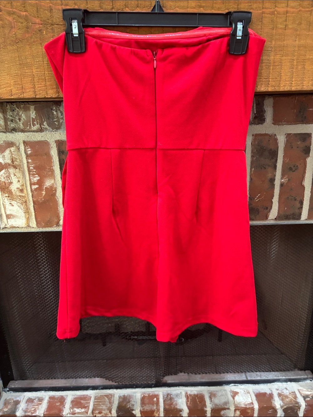 Strapless Red Ruffle Hem Mini Romper - Picture 2 of 3